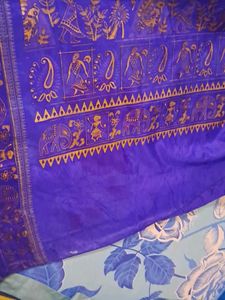 Vibrant Blue &amp; Purple Silk Saree
