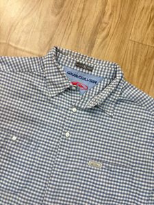 quick silver Men's Blue Gingham Short Sleeve Shirt