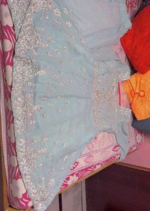 Beautiful Embroidered skirt short frock with dupat
