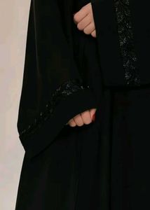 New Black Abaya with Beaded Embellishments