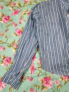 Blue and White Striped Button-Up Shirt
