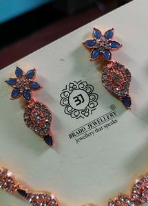 Elegant Blue Stone &amp; CZ Jewellery Set
