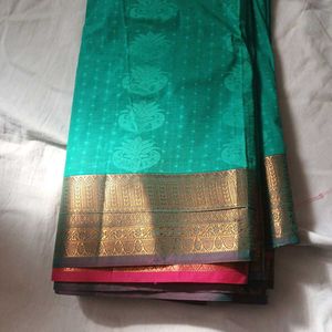 Beautiful South Indian Silk Saree with Gold Border