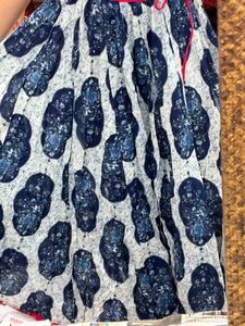 Blue &amp; White Floral Print Skirt