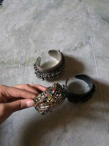Antique Silver Bangles with Beads