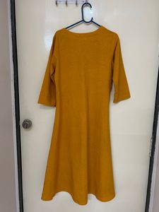 Embroidered Mustard Kurta Set