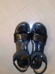 Stylish Black Patent Wedge Sandals