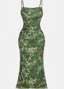 Floral Ruched Mesh Bodycon Dress
