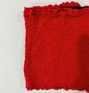 Red Smocked Tube Top