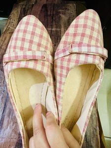 Cute Pink Gingham Ballet Flats