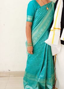 Teal Banarasi Silk Saree