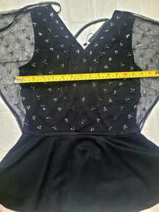 Chic Black Embellished Sheer Top