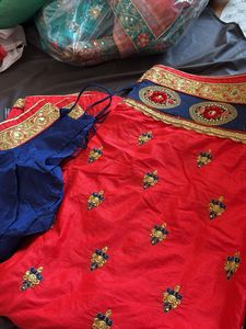Beautiful Red &amp; Blue Lehenga Choli Set