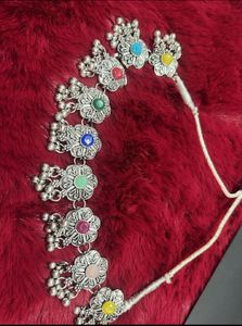 Boho Ethnic Silver Toned Choker Set