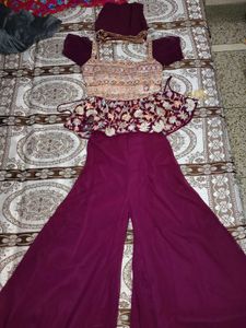 Peplum top and plazzo (3 piece Set)