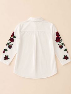Embroidered Rose Button-Up Shirt