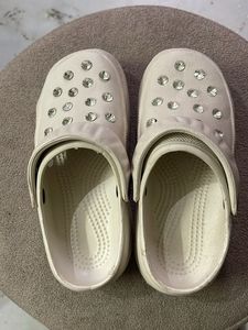 White Crocs with Rhinestones
