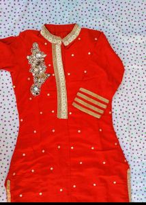 orange 🧡 Kurta with Gold Embellishments