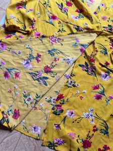 Yellow Floral Wrap Dress