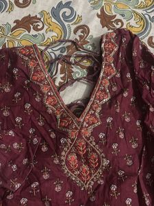 Maroon Embroidered Blouse