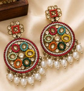 Boho Beaded Jhumka Earrings