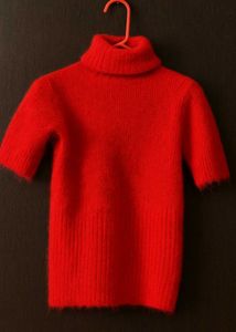 Red Turtleneck Short Sleeve Sweater