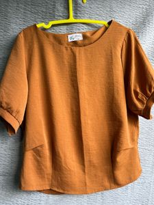 Burnt Orange Short Sleeve Blouse