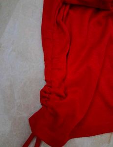 Red Ruched Drawstring T-Shirt