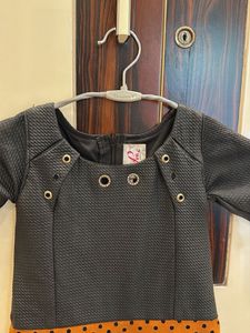 Cute Black &amp; Brown Polka Dot Dress