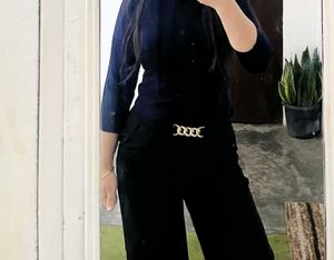 Stylish Wide-Legged Pants with Gold Chain Detail