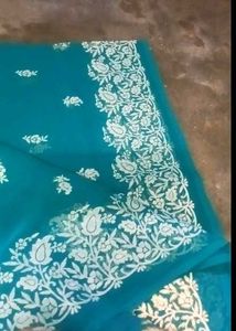 Teal Embroidered Saree