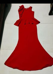 Elegant Red Peplum Gown
