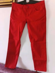 Very aesthetic Vibrant Red Slim Fit Pants