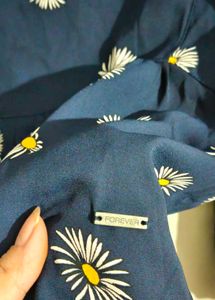 Blue Daisy Print Peplum Top