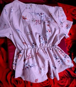 Pink Floral Wrap Blouse
