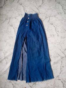 High-Waisted Denim Maxi Skirt