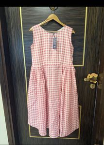Chic Pink Gingham Fit &amp; Flare Dress