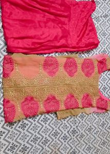 Embroidery Kurti With Silk Salwar