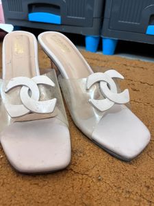 Stylish CC Embellished Clear Mules