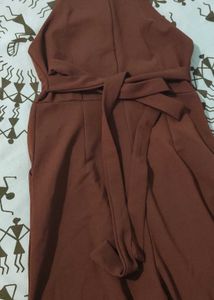Stylish Brown Halter Neck Dress