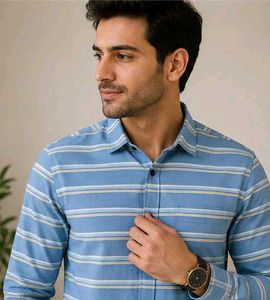 Men's Blue Striped Casual Shirt