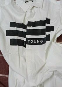 White "STAY YOUNG" Graphic Shirt