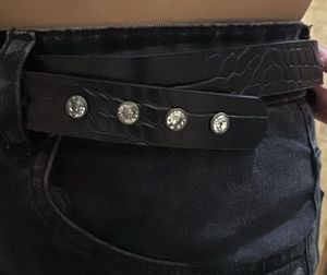 Stylish Black Croc Belt Bag with Rhinestones