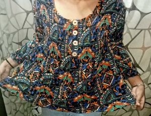 Paisley Print Peplum Top