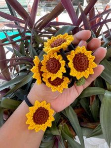 Handmade Crochet Sunflower Hair Ties