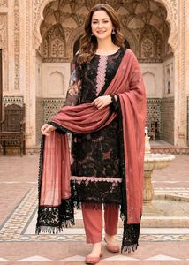 Elegant Black Kurta with Floral Sleeves