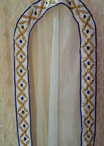 Cream Kurta Set with Blue Embroidery