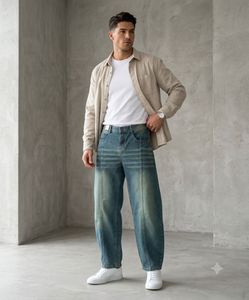Men's Baggy Wash Jeans
