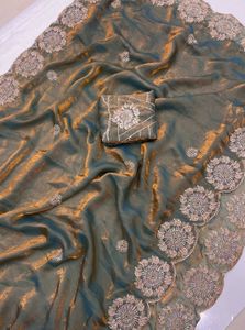 Embroidered Saree with Blouse Piece