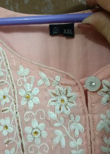 Peach Colour Ambrodaried Kurta With Plazzo